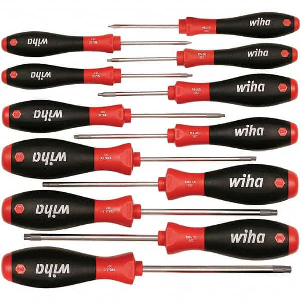 Wiha - 12 Piece Torx Screwdriver Set - Bit Sizes: Torx T-5, T-6, TORXr bits included: T7, T8, T10, T15, T20, T25, T27, T30 & T40, Comes in Box - Benchmark Tooling