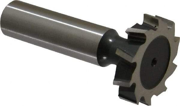 Interstate - 1-1/8" Diam x 1/4" Face Width, Cobalt, 12 Teeth, Shank Connection Woodruff Keyseat Cutter - Uncoated, 2-1/4" OAL x 1/2" Shank, Staggered Teeth, ANSI 809, Old Standard 18 - Benchmark Tooling