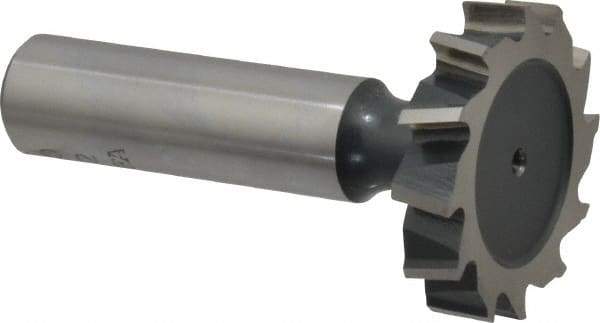 Interstate - 1-1/4" Diam x 1/4" Face Width, Cobalt, 14 Teeth, Shank Connection Woodruff Keyseat Cutter - Uncoated, 2-1/4" OAL x 1/2" Shank, Staggered Teeth, ANSI 810, Old Standard 21 - Benchmark Tooling