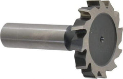 Interstate - 1-1/2" Diam x 1/4" Face Width, Cobalt, 16 Teeth, Shank Connection Woodruff Keyseat Cutter - Uncoated, 2-1/4" OAL x 1/2" Shank, Staggered Teeth, ANSI 812, Old Standard 24 - Benchmark Tooling