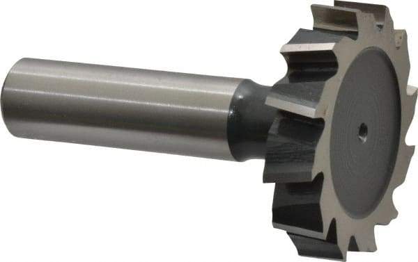 Interstate - 1-1/2" Diam x 5/16" Face Width, Cobalt, 16 Teeth, Shank Connection Woodruff Keyseat Cutter - Uncoated, 2-5/16" OAL x 1/2" Shank, Staggered Teeth, ANSI 1012, Old Standard 25 - Benchmark Tooling