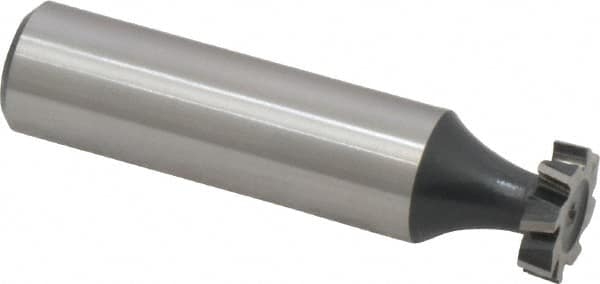 Interstate - 1/2" Diam x 1/8" Face Width, High Speed Steel, 8 Teeth, Shank Connection Woodruff Keyseat Cutter - Uncoated, 2-1/8" OAL x 1/2" Shank, Staggered Teeth, ANSI 404, Old Standard 3 - Benchmark Tooling