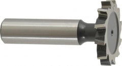 Interstate - 1-1/4" Diam x 3/16" Face Width, High Speed Steel, 14 Teeth, Shank Connection Woodruff Keyseat Cutter - Uncoated, 2-3/16" OAL x 1/2" Shank, Staggered Teeth, ANSI 610, Old Standard 19 - Benchmark Tooling