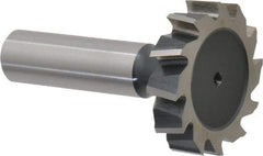 Interstate - 1-3/8" Diam x 5/16" Face Width, High Speed Steel, 14 Teeth, Shank Connection Woodruff Keyseat Cutter - Uncoated, 2-5/16" OAL x 1/2" Shank, Staggered Teeth, ANSI 1011, Old Standard 23 - Benchmark Tooling