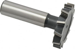 Interstate - 1-1/2" Diam x 1/4" Face Width, High Speed Steel, 16 Teeth, Shank Connection Woodruff Keyseat Cutter - Uncoated, 2-1/4" OAL x 1/2" Shank, Staggered Teeth, ANSI 812, Old Standard 24 - Benchmark Tooling