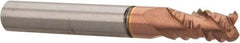 Accupro - 1/4" Diam, Coarse Pitch, 3/8" LOC, 3 Flute Solid Carbide Roughing Square End Mill - TiCN Finish, 2" OAL, 1/4" Shank Diam, Single End, Centercutting, 30° Helix - Benchmark Tooling