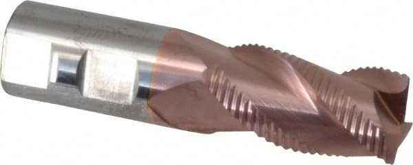 Accupro - 1" Diam, Coarse Pitch, 1-3/4" LOC, 3 Flute Solid Carbide Roughing Square End Mill - TiCN Finish, 4" OAL, 1" Shank Diam, Single End, Centercutting, 30° Helix - Benchmark Tooling