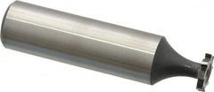 Interstate - 3/8" Diam x 1/16" Face Width, High Speed Steel, 6 Teeth, Shank Connection Woodruff Keyseat Cutter - Uncoated, 2-1/16" OAL x 1/2" Shank, Staggered Teeth, ANSI 203, Old Standard 211 - Benchmark Tooling