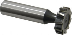 Interstate - 7/8" Diam x 1/4" Face Width, High Speed Steel, 10 Teeth, Shank Connection Woodruff Keyseat Cutter - Uncoated, 2-1/4" OAL x 1/2" Shank, Staggered Teeth, ANSI 807, Old Standard A - Benchmark Tooling