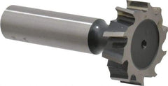 Interstate - 1-1/8" Diam x 5/16" Face Width, High Speed Steel, 12 Teeth, Shank Connection Woodruff Keyseat Cutter - Uncoated, 2-5/16" OAL x 1/2" Shank, Staggered Teeth, ANSI 1009, Old Standard C - Benchmark Tooling