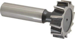 Interstate - 1-1/4" Diam x 3/8" Face Width, High Speed Steel, 14 Teeth, Shank Connection Woodruff Keyseat Cutter - Uncoated, 2-3/8" OAL x 1/2" Shank, Staggered Teeth, ANSI 1210, Old Standard E - Benchmark Tooling