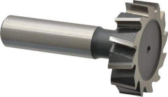 Interstate - 1-3/8" Diam x 3/8" Face Width, High Speed Steel, 14 Teeth, Shank Connection Woodruff Keyseat Cutter - Uncoated, 2-3/8" OAL x 1/2" Shank, Staggered Teeth, ANSI 1211, Old Standard F - Benchmark Tooling