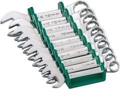 SK - 10 Piece, 10 to 19mm, 12 Point, Combination Wrench Set - Metric System of Measurement, Chrome Finish, Comes in Plastic Tray - Benchmark Tooling