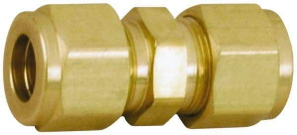 Parker - 1/8" OD, Brass Union - 3,600 Max Working psi, 7/16" Hex, Comp x Comp Ends - Benchmark Tooling