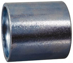 Made in USA - Class 150, 2-1/2" Galvanized Pipe Coupling - Threaded, Malleable Iron - Benchmark Tooling