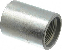 Made in USA - Class 300, 1-1/4" Galvanized Pipe Coupling - Threaded, Steel - Benchmark Tooling