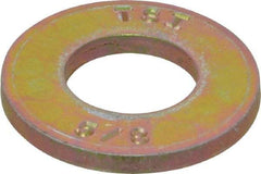 Made in USA - 5/8" Screw, Grade 8 Alloy Steel SAE Flat Washer - 21/32" ID x 1-5/16" OD, 0.146" Thick, Zinc Yellow Dichromate Finish - Benchmark Tooling