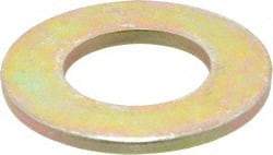 Made in USA - 1" Screw, Grade 8 Alloy Steel SAE Flat Washer - 1-1/16" ID x 2" OD, 0.16" Thick, Zinc Yellow Dichromate Finish - Benchmark Tooling
