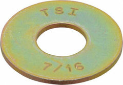 Made in USA - 7/16" Screw, Grade 8 Alloy Steel USS Flat Washer - 0.495" ID x 1.28" OD, 0.104" Thick, Zinc Yellow Dichromate Finish - Benchmark Tooling