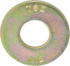 Made in USA - 1/2" Screw, Grade 8 Alloy Steel USS Flat Washer - 0.557" ID x 1.405" OD, 0.132" Thick, Zinc Yellow Dichromate Finish - Benchmark Tooling