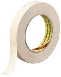 3M - 3/4" Wide x 60 Yd Long Tan Paper Masking Tape - Series 231, 7.6 mil Thick, 28 In/Lb Tensile Strength - Benchmark Tooling