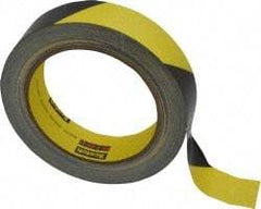 3M - Black & Yellow Striped Vinyl Tape - 1" Wide x 5.4 mil Thick, General Traffic - Benchmark Tooling
