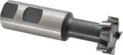 Interstate - 1-1/4" Cut Diam, 31/64" Cut Width, 21/32" Neck Diam, 1" Shank Diam, 3-15/16" OAL, High Speed Steel T-Slot Cutter - TiN Finish, 5/8" Bolt, 2-15/16" Shank Length, Staggered Teeth - Benchmark Tooling