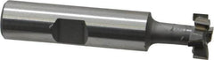 Made in USA - 9/16" Cut Diam, 15/64" Cut Width, 17/64" Neck Diam, 1/2" Shank Diam, 2-19/32" OAL, C2 Carbide-Tipped T-Slot Cutter - Uncoated, 1/4" Bolt, 1-13/16" Shank Length, Staggered Teeth, 6 Teeth, Weldon Flat - Benchmark Tooling