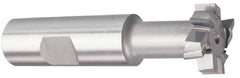 Made in USA - 2-7/32" Cut Diam, 1-3/32" Cut Width, 1-7/32" Neck Diam, 1-1/4" Shank Diam, 5-3/8" OAL, Carbide-Tipped T-Slot Cutter - TiN Finish, 1-1/4" Bolt, 2-5/16" Shank Length, Staggered Teeth, 8 Teeth, Weldon Flat - Benchmark Tooling