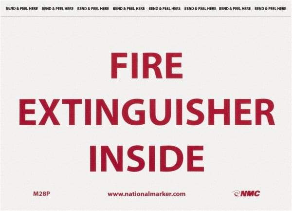 NMC - Fire Extinguisher Inside, Pressure Sensitive Vinyl Fire Sign - 9" Wide x 6" High - Benchmark Tooling
