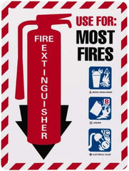 NMC - Fire Extinguisher - Use for: Most Fires, Plastic Fire Sign - 9" Wide x 12" High - Benchmark Tooling