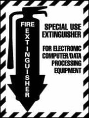 NMC - Fire Extinguisher, Pressure Sensitive Vinyl Fire Sign - 9" Wide x 12" High - Benchmark Tooling