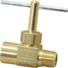 Parker - 1/8" Pipe, Inline Needle Valve - FNPTF x MNPTF Ends, Brass Valve, 150 Max psi - Benchmark Tooling