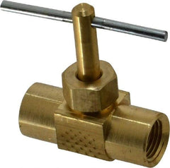 Parker - 1/8" Pipe, Inline Needle Valve - FNPTF x FNPTF Ends, Brass Valve, 150 Max psi - Benchmark Tooling