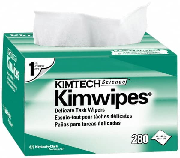 Kimtech - Dry Clean Room/Lab/Critical Task Wipes - Pop-Up, 8-3/8" x 4-3/8" Sheet Size, White - Benchmark Tooling