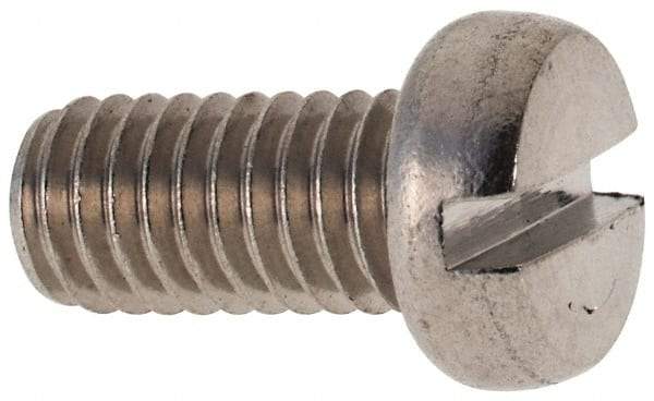 Value Collection - M6x1.00 Metric Coarse, 12mm Length Under Head Slotted Drive Machine Screw - Fillister Head, Grade 316 & A4 Stainless Steel, Uncoated, Without Washer - Benchmark Tooling