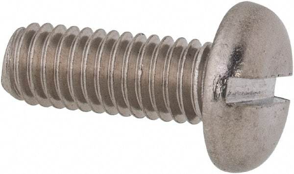 Value Collection - M6x1.00 Metric Coarse, 16mm Length Under Head Slotted Drive Machine Screw - Pan Head, Grade 316 & A4 Stainless Steel, Uncoated, Without Washer - Benchmark Tooling