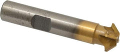 Whitney Tool Co. - 1/2" Diam x 1/8" Width of Cut, 45° Included Angle, Shank Connection, Carbide Tipped Single Angle Cutter - 3/8" Shank Diam, 2-1/8" Overall Length, Right Hand Cut, TiN Coated - Benchmark Tooling