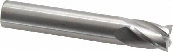 RobbJack - 1/2", 5/8" LOC, 1/2" Shank Diam, 3" OAL, 4 Flute, Solid Carbide Square End Mill - Single End, Uncoated, Spiral Flute, 30° Helix, Centercutting, Right Hand Cut, Right Hand Flute, Series TS-401 - Benchmark Tooling