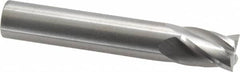 RobbJack - 1/2", 5/8" LOC, 1/2" Shank Diam, 3" OAL, 4 Flute, Solid Carbide Square End Mill - Single End, Uncoated, Spiral Flute, 30° Helix, Centercutting, Right Hand Cut, Right Hand Flute, Series TS-401 - Benchmark Tooling