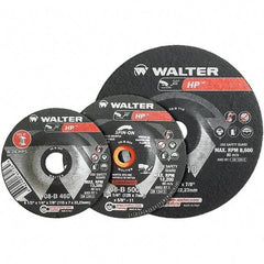 WALTER Surface Technologies - 24 Grit, 7" Wheel Diam, 1/4" Wheel Thickness, Type 28 Depressed Center Wheel - Aluminum Oxide, Resinoid Bond, 8,600 Max RPM - Benchmark Tooling