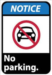 NMC - "Notice - No Parking", 14" Long x 10" Wide, Pressure-Sensitive Vinyl Safety Sign - Rectangle, 0.004" Thick, Use for Security & Admittance - Benchmark Tooling