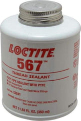 Loctite - 350 ml Brush Top Can White Pipe Sealant - Methacrylate Ester, 400°F Max Working Temp, For Sealing Metal Tapered Pipe Threads & Fittings Up to 2" - Benchmark Tooling