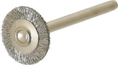 Anderson - 5/8" OD, 1/8" Shank Diam, Crimped Stainless Steel Wheel Brush - 0.005" Filament Diam, 25,000 RPM - Benchmark Tooling