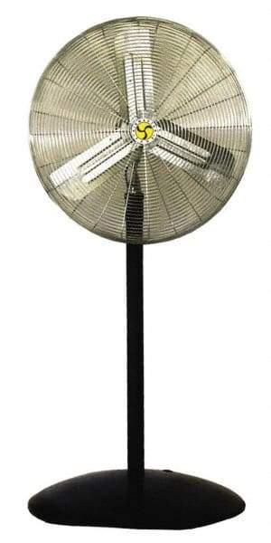 Airmaster - 30" Blade, 1/3 hp, 5,143, 5,943 & 7,794 CFM, Oscillating Industrial Circulation Fan - Pedestal, 115 Volts, 2.5 Amps, 3 Speed - Benchmark Tooling