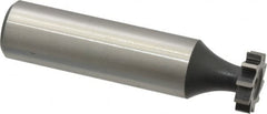 Interstate - 1/2" Diam x 1/8" Face Width, High Speed Steel, 8 Teeth, Shank Connection Woodruff Keyseat Cutter - Uncoated, 2-1/8" OAL x 1/2" Shank, Straight Teeth, ANSI 404, Old Standard 3 - Benchmark Tooling