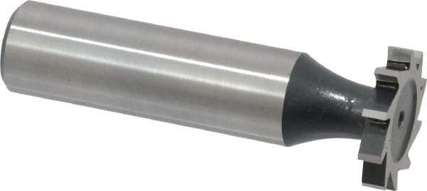 Interstate - 3/4" Diam x 1/8" Face Width, High Speed Steel, 10 Teeth, Shank Connection Woodruff Keyseat Cutter - Uncoated, 2-1/8" OAL x 1/2" Shank, Straight Teeth, ANSI 406, Old Standard 7 - Benchmark Tooling