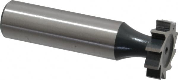 Interstate - 3/4" Diam x 3/16" Face Width, High Speed Steel, 10 Teeth, Shank Connection Woodruff Keyseat Cutter - Uncoated, 2-3/16" OAL x 1/2" Shank, Straight Teeth, ANSI 606, Old Standard 9 - Benchmark Tooling