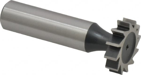 Interstate - 7/8" Diam x 7/32" Face Width, High Speed Steel, 10 Teeth, Shank Connection Woodruff Keyseat Cutter - Uncoated, 2-7/32" OAL x 1/2" Shank, Straight Teeth, ANSI 707, Old Standard 12 - Benchmark Tooling