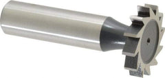 Interstate - 1" Diam x 3/16" Face Width, High Speed Steel, 12 Teeth, Shank Connection Woodruff Keyseat Cutter - Uncoated, 2-3/16" OAL x 1/2" Shank, Straight Teeth, ANSI 608, Old Standard 13 - Benchmark Tooling